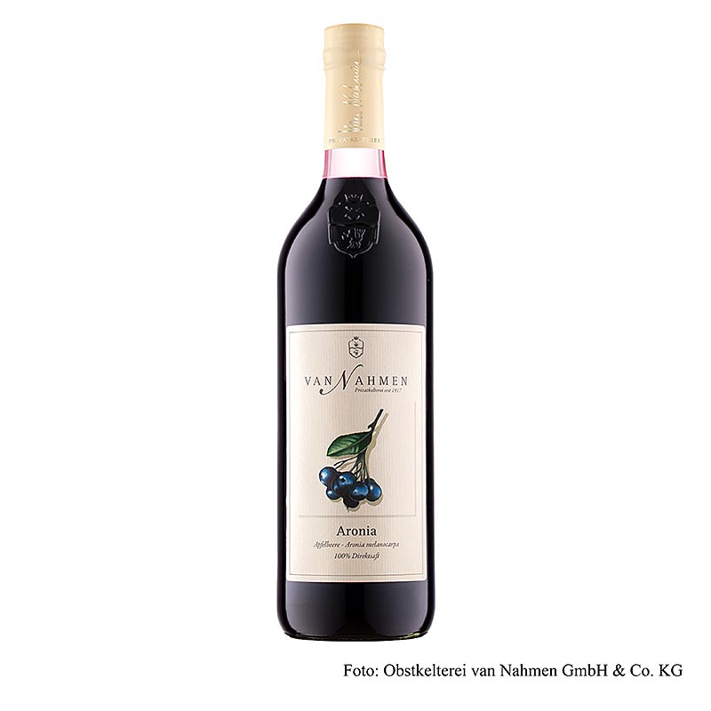 Jus de baies d'aronia, 100% pur jus, van Nahmen, BIO, 750 ml