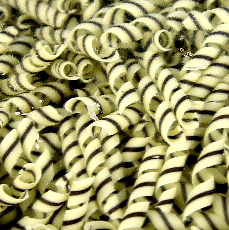 Garniture décorative "Tornado" - forme de boucles, chocolat blanc/noir, env. 10x62mm, 800 g