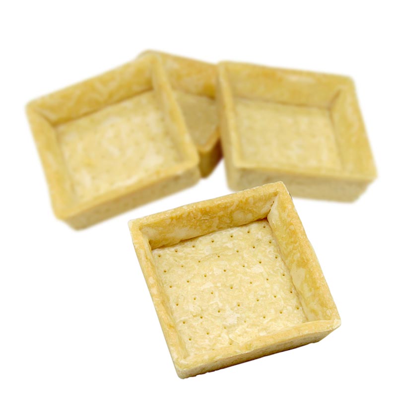 Snack - Tartelettes, carrées, 7 x 7 cm, 1,8 cm de haut, claires, salées, végétaliennes, 3,27 kg, 120 pièces | Pâtisserie, dessert, sirop | thungourmet