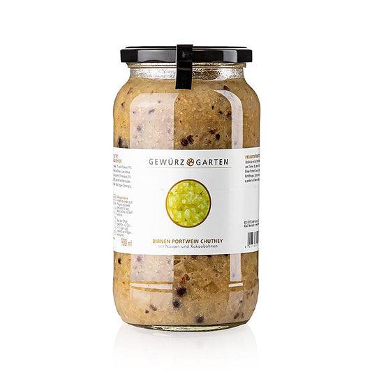 Gewürzgarten Chutney de poire au porto, avec noix, gingembre et fèves de cacao, 900 ml
