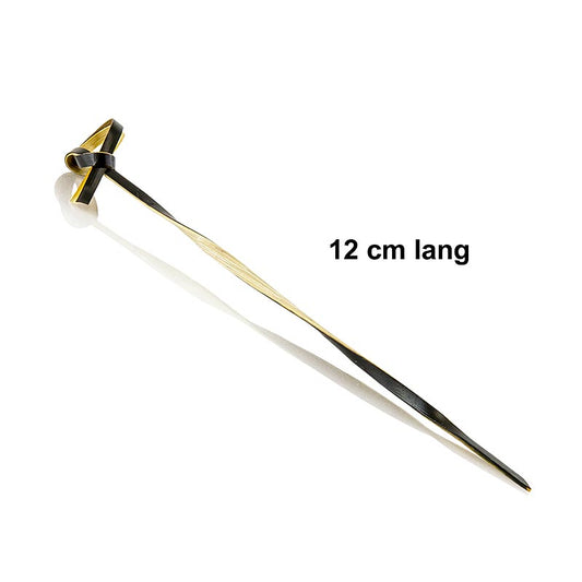 Pics à brochettes en bambou avec extrémité nouée, torsadés, noirs, 12cm, 250 pcs - Idéal pour fingerfood, buffets et décoration, filigrane et texture agréable