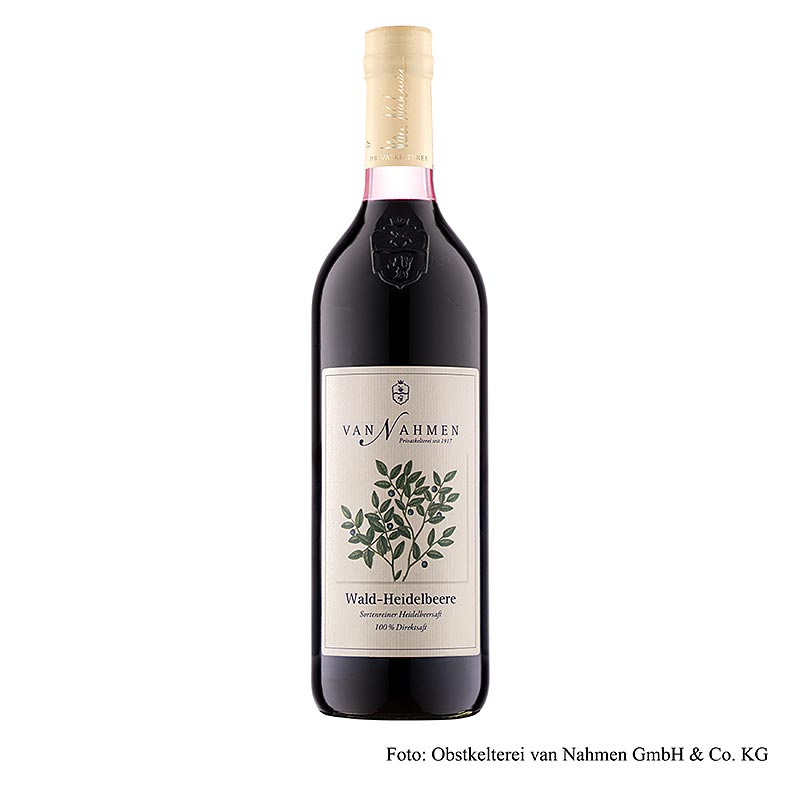 Myrtilles des bois, 100% pur jus, van Nahmen, BIO, 750 ml