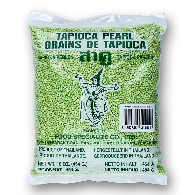 Perles de tapioca aromatisées au pandanus, 454 g, également connues sous le nom de sagou ou d'yeux de grenouille, parfaites pour servir avec du lait de coco, chaudes ou froides