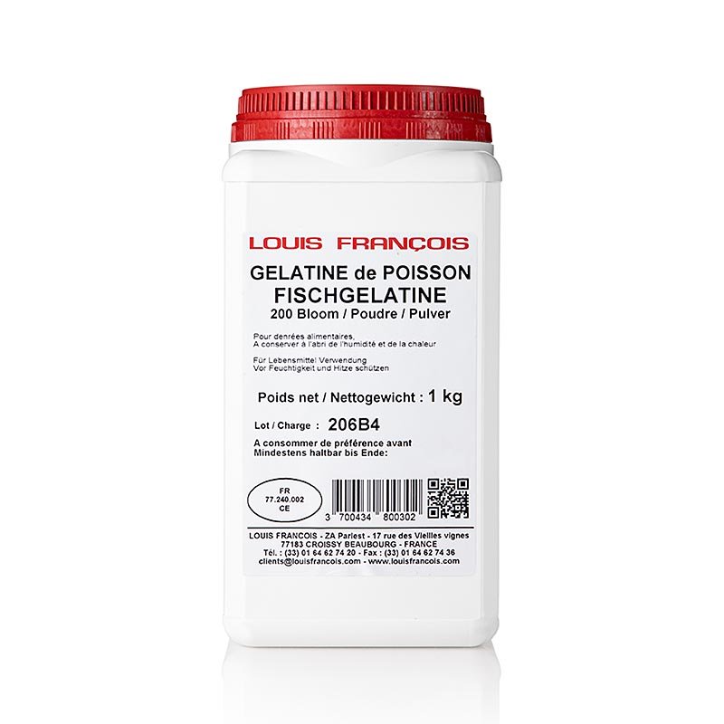 Gélatine en poudre, à base de poisson, 200 Bloom, Louis François, 1 kg Pâtisserie, dessert, sirop | thungourmet
