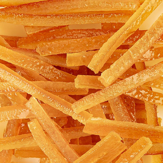 Orangeat, écorce d'orange confite, en lamelles, Aiguillettes, 1 kg