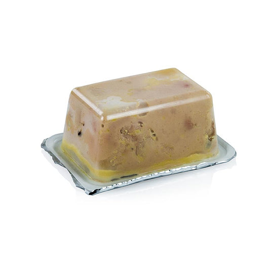 Bloc de foie gras d'oie, avec morceaux, 3% de truffes, foie gras, trapèze, Rougié, 180 g