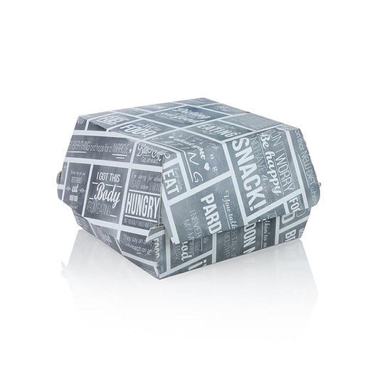 Boîte à burgers jetable L, 120x120x100mm, carton, concept de craie, 400 pcs.