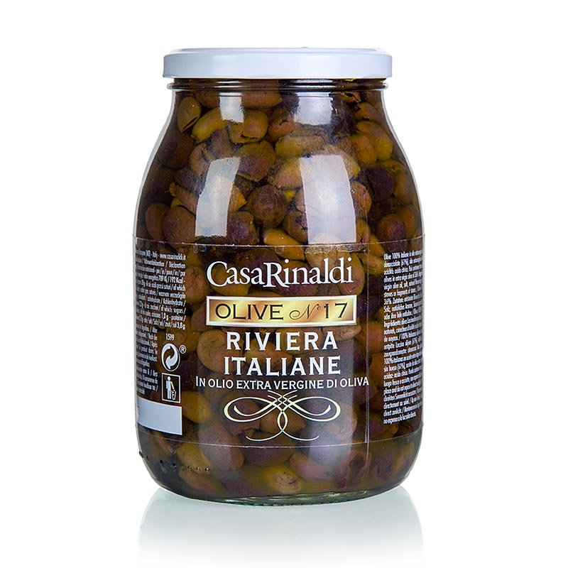Olives noires dénoyautées (Snocciolate), conservées dans l'huile d'olive, Casa Rinaldi, 900 g | Conserves, marinades, antipasti | thungourmet