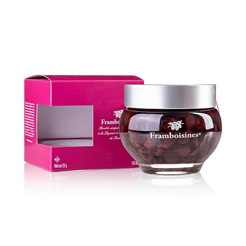 Framboisines - framboises marinées dans de la liqueur de framboise et de l'eau-de-vie de framboise 15 % vol., 390 g | Produits à base de fruits, purées, légumes et pousses | thungourmet