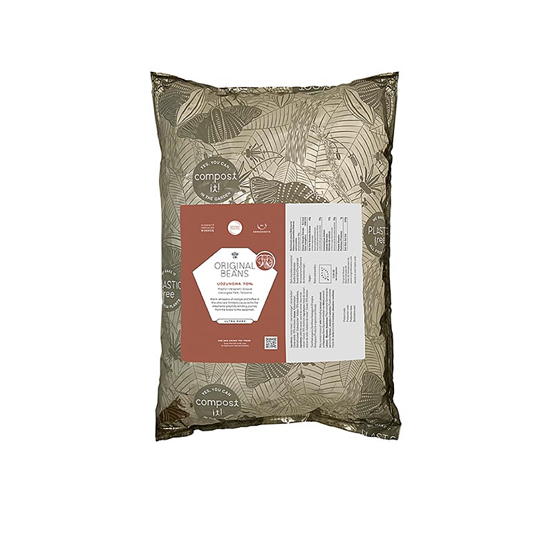 Gran Cru Udzungwa, couverture 70 % noir, callets, Original Beans, BIO, 2 kg | Couverture, moules à chocolat, produits chocolatés | thungourmet