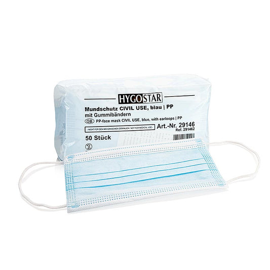 Masques faciaux jetables, 3 plis, PP non tissé, avec boucle d'oreille, Hygostar, 50 pces