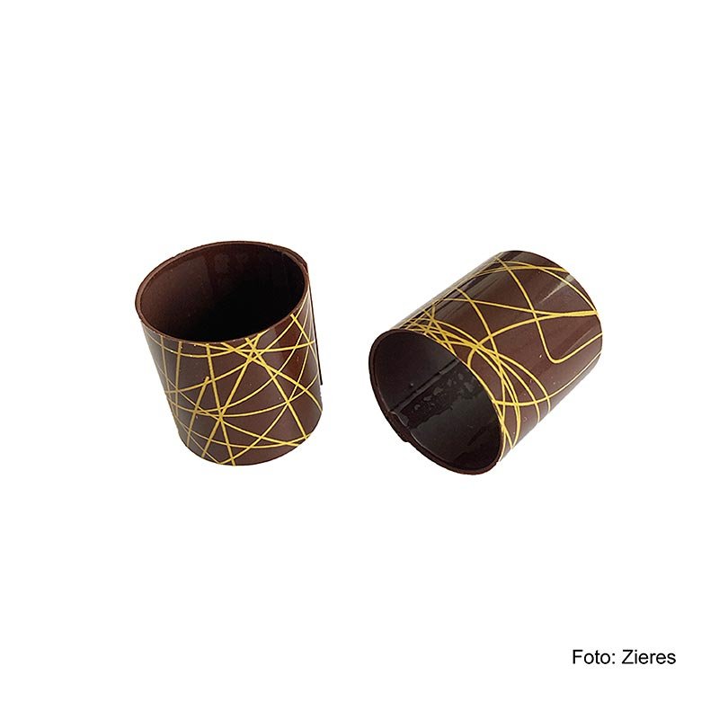 Cannellonis au chocolat (3,5 cm - Ø 3,5 cm) foncés avec des lignes jaunes, 215 g, 35 pièces | Couverture, moules à chocolat, produits au chocolat | thungourmet