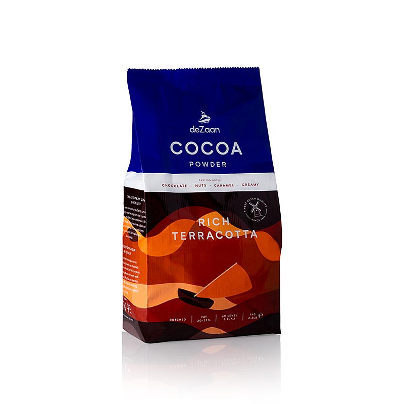 Poudre de cacao riche Terracotta, faiblement dégraissé, 20-22% de matières grasses, deZaan, 1 kg