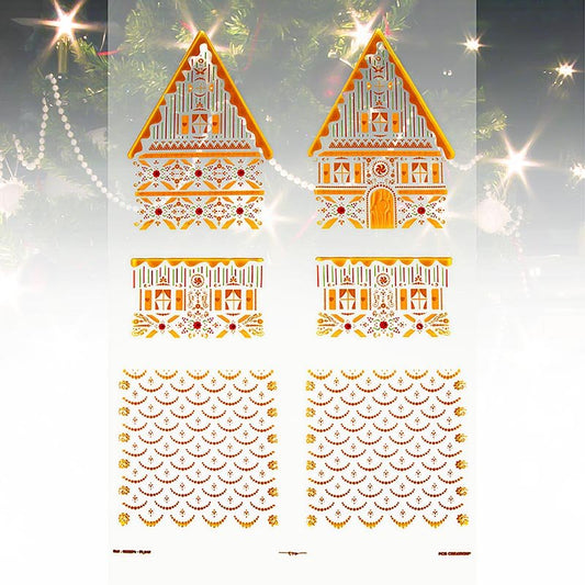 Feuille détachable « Maison en pain d'épices » pour chocolat, pièces détachées, 11 x 11,5 x 15,5 cm, PCB, 4 pièces | Pâtisserie, dessert, sirop | thungourmet