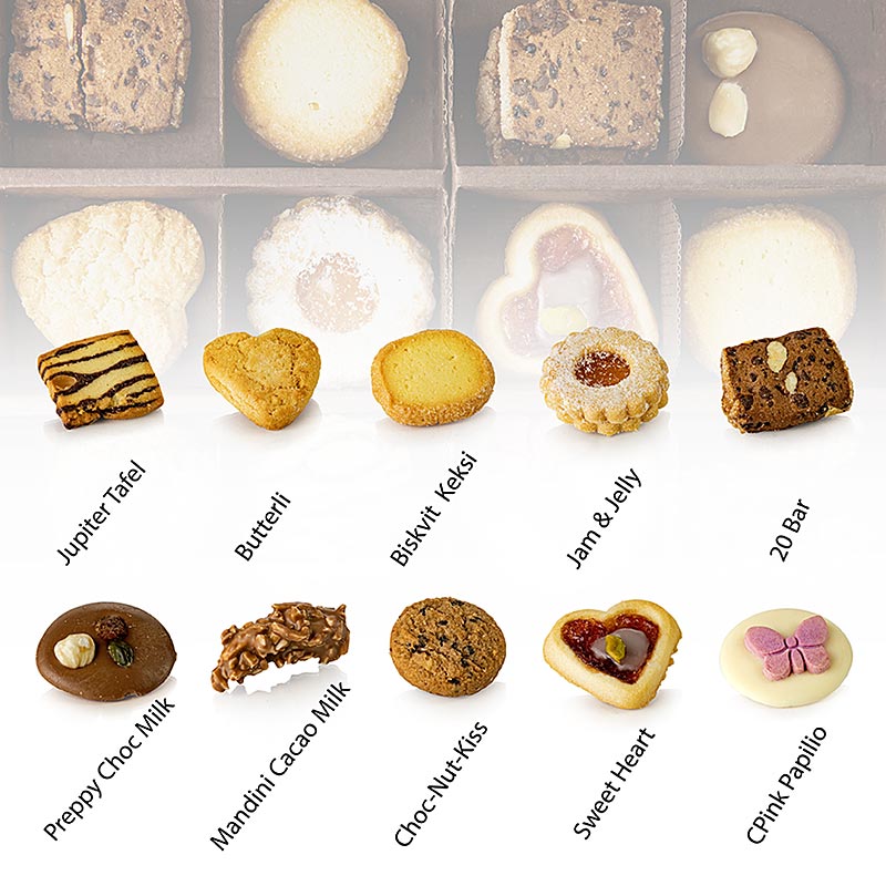 Biscuits au thé Lembcke Mischum Premium variété, 10 sortes, 660 g, 6 x 110g