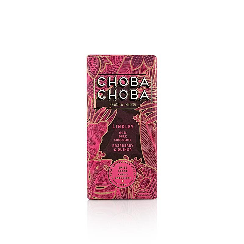 Chocolat noir 64 % framboise - Crisp, tablette de chocolat noir, ChobaChoba, BIO, 91 g | Couverture, moules à chocolat, produits chocolatés | thungourmet