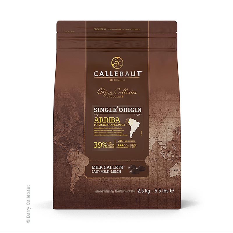 Origine Ecuador, copertura al latte intero, callets, 39% cacao, 25,5% latte, 2,5 kg | Copertura, stampi per cioccolato, prodotti al cioccolato | thungourmet