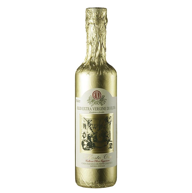 Olio extravergine di oliva, Calvi "Mosto Oro", foglia d'oro, 500 ml Aceto e olio | thungourmet