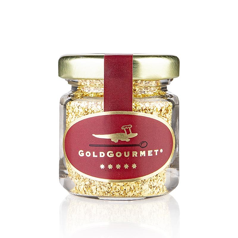 Oro - Scaglie di foglia d'oro, piccole, 22 carati, E175, 1 g | Pasticceria, dessert, sciroppi | thungourmet