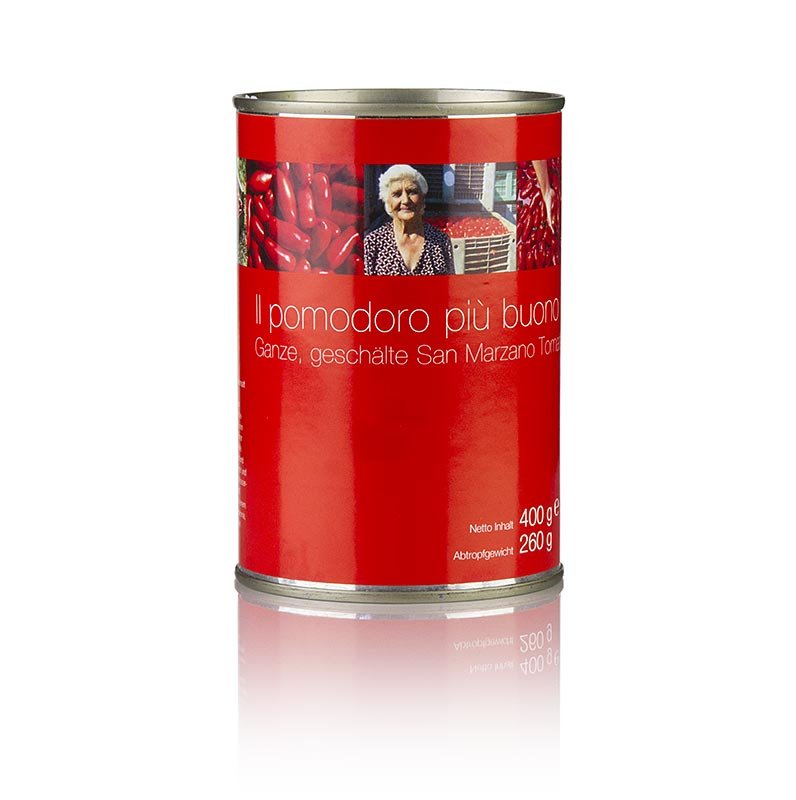 Pomodori San Marzano, interi, rossi, pelati, Campania, Italia, 400 g | Sott'olio, conserve, antipasti | thungourmet