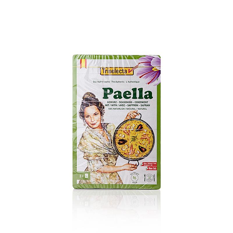 Spezie per paella, con vero zafferano, 3x3 g, 9 g | Sale, pepe, spezie, aromi, verdure essiccate | thungourmet