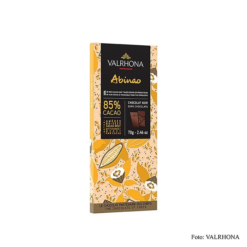 Valrhona Abinao - Cioccolato fondente, 85% cacao, Africa, 70 g | Copertura, Cioccolato - Stampi, Cioccolato - Prodotti | thungourmet