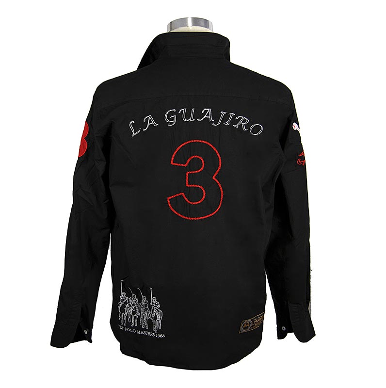 EDITION BOS FOOD Polo La Guajiro, manica lunga, nero/rosso, taglia uomo 4XL, ampia, 1 pz.