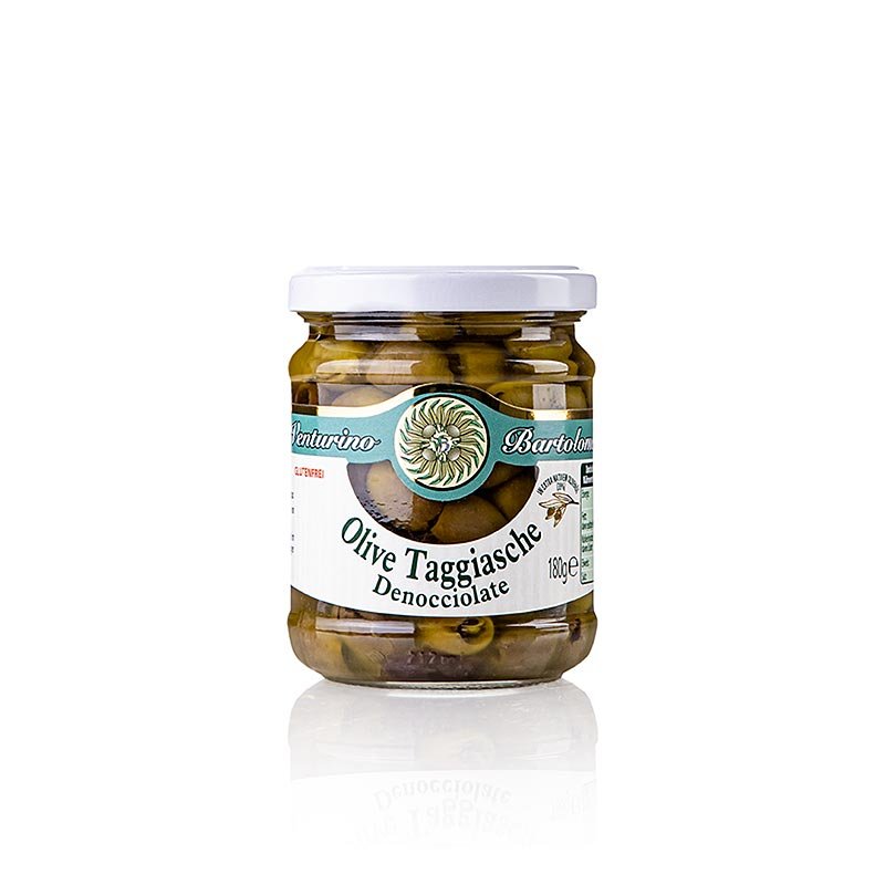 Miscela di olive verdi e nere Taggiasche, senza nocciolo, sott'olio, Venturino, 180 g | Sott'olio, conserve, antipasti | thungourmet
