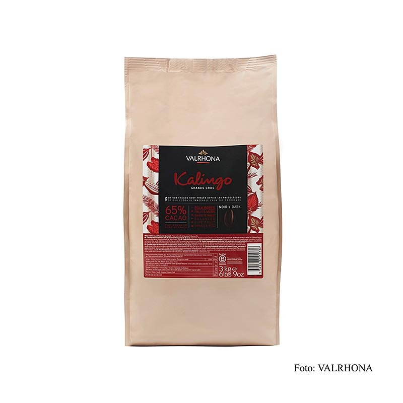 Valrhona Kalingo, copertura fondente, callets, 65% di cacao, fave di Grenada pure, 3 kg | Copertura, stampi per cioccolato, prodotti al cioccolato | thungourmet