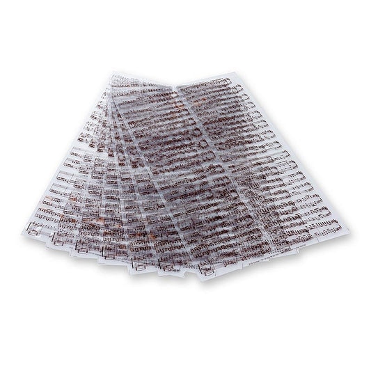 Decorazione - Pellicola adesiva "Note musicali - Foglia" per cioccolato, 40x25 cm, 17 fogli | Pasticceria, dessert, sciroppi | thungourmet