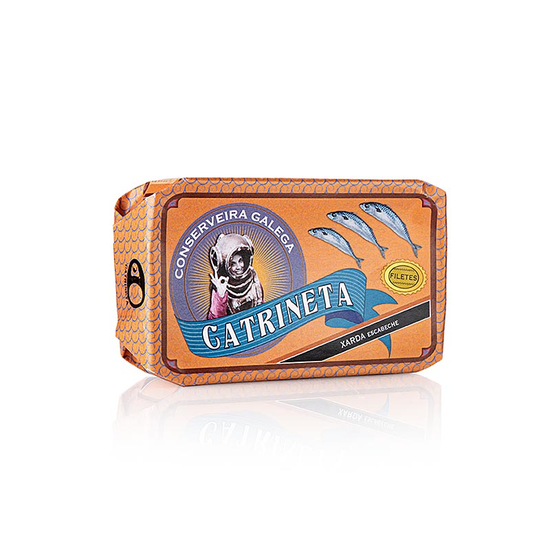 Filetti di sgombro (xarda en escabeche), interi, in salsa escabeche, Catrineta, 120 g