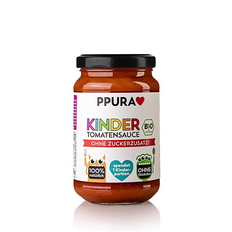 Ppura Sugo Kinder - Salsa di pomodoro senza zuccheri aggiunti, BIO, 340 g | Salse, zuppe, fondi | thungourmet