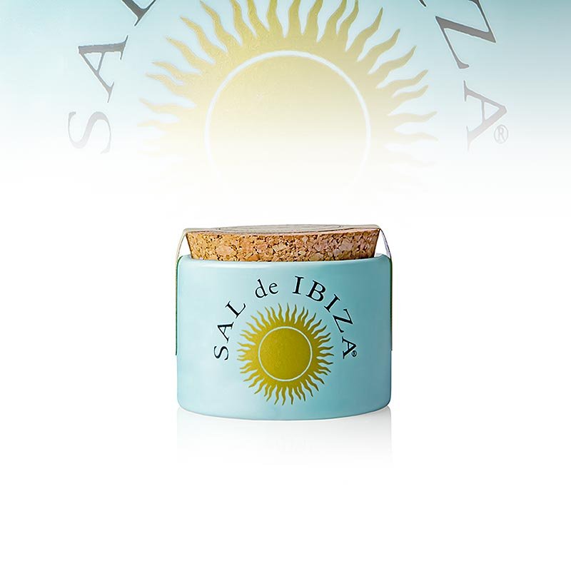 Sal de Ibiza - Sale marino / Fleur de Sel, in barattolo di porcellana monodose, 28,5 g | Sale, pepe, spezie, aromi, verdure essiccate | thungourmet