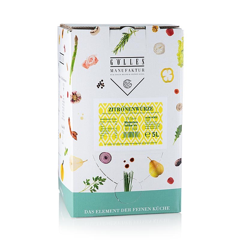 Aceto balsamico aromatizzato al limone Gölles, acidità 5%, 5 l | Aceto e olio | thungourmet