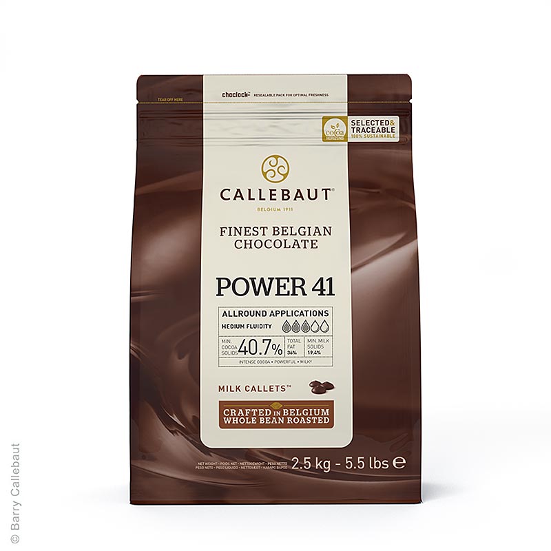 Power 41, Callets di cioccolato al latte intero, Callebaut, 2,5 kg | Copertura, forme di cioccolato, prodotti al cioccolato | thungourmet