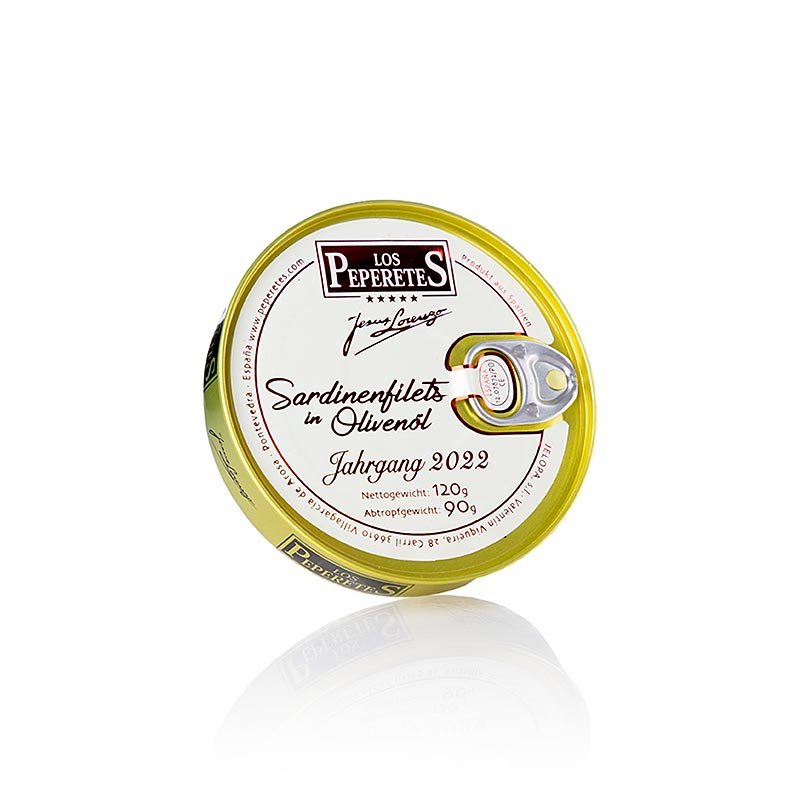 Sardine dell'annata - Filetti 2022, in olio d'oliva, Los Peperetes, 120 g | Caviale, ostriche, pesce e frutti di mare | thungourmet