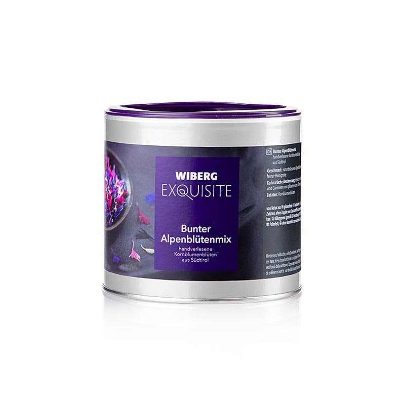 Wiberg Squisito mix di fiori alpini colorati, fiori di fiordaliso raccolti a mano, 10 g | Sale, pepe, spezie, aromi, verdure essiccate | thungourmet