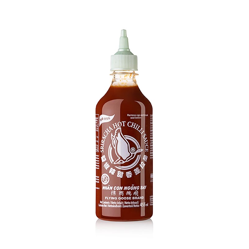 Salsa al peperoncino - Sriracha senza glutammato, piccante, bottiglia da spremere, Flying Goose, 455 g