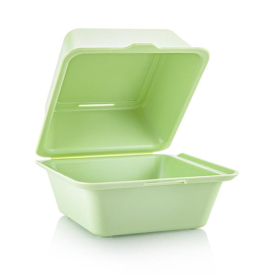 Contenitore riutilizzabile per hamburger da asporto, 157x157x104 mm, verde, 50 pezzi | Non alimentare / Ferramenta / Accessori per barbecue | thungourmet