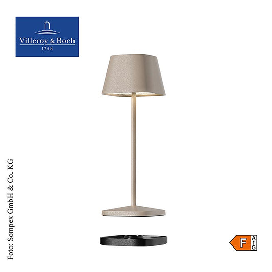 Lampada da tavolo "Neapel MICRO", con batteria ricaricabile, 20x6.5x6.5cm, alluminio, sabbia (97014), 1 pz.