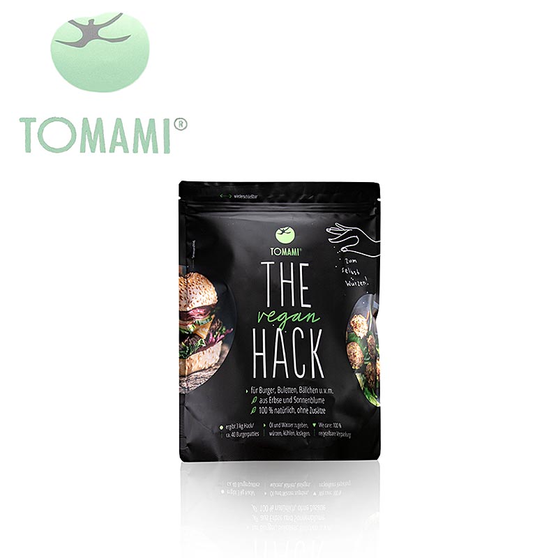 Tomami® The Vegan Hack!" Miscela per hamburger, senza spezie, vegana, 200 g | Cibo vegetariano e sostituti vegani della carne | thungourmet