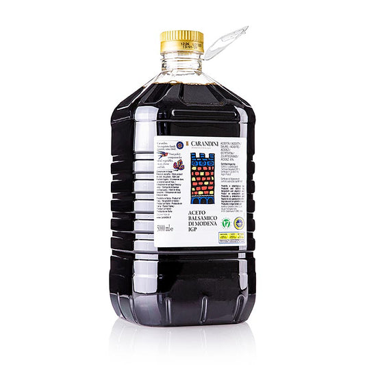 Carandini Aceto Balsamico Modena ggA, 6 Monate, Classico (bunte Burg, ehemals Ducale), 5 l - Feiner, milder und fruchtiger Balsamico, leicht würzig im Geruch und Geschmack, ideal für Salatdressings und zum Ablöschen von Speisen, auch als Weinessig einsetzbar Erhältlich in verschiedenen Größen