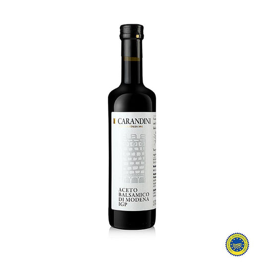 Carandini Aceto Balsamico di Modena ggA, 1 Jahr, Riserva (Reale), 500 ml - Junger Aceto Balsamico mit kräftiger Säure und deutlicher Balsamico Note, geeignet für Salat-Dressings, zum Ablöschen von Speisen und als Weinessig