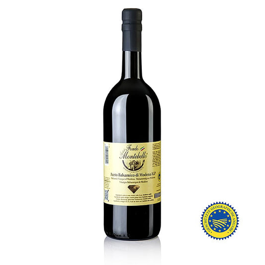 Aceto Balsamico di Modena ggA, FM 02, 1 l - Essig mit perfekter Ausgewogenheit zwischen natürlicher Säure und altersbedingter Süße, ideal zur Vollendung hochwertiger Speisen und Saucen, auch für Obstsalate und Erdbeeren mit grünem Pfeffer