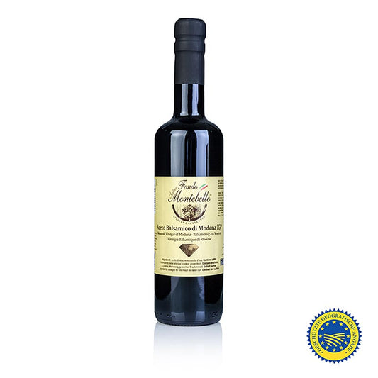 Aceto Balsamico di Modena ggA, FM 02, 500 ml - Ausgewogene Mischung aus natürlicher Säure und altersbedingter Süße, ideal für hochwertige Speisen und Saucen, Obstsalate und Erdbeeren mit grünem Pfeffer
