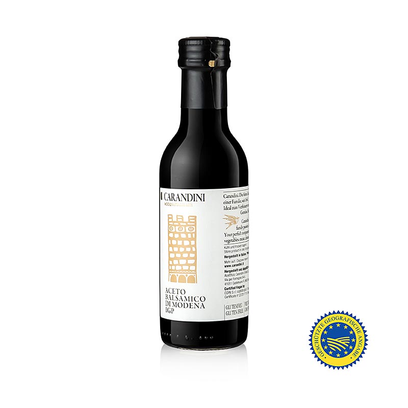 Carandini Aceto Balsamico di Modena ggA, 2 Jahre, Riserva Speciale (Imperiale), 250 ml - Mittel-junger Aceto Balsamico mit kräftiger Säure und starker Balsamico Note, ideal für Salat-Dressings und zum Ablöschen von Speisen, bietet ein hervorragendes Preis-Leistungsverhältnis