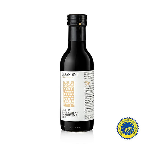 Carandini Aceto Balsamico di Modena ggA, 2 Jahre, Riserva Speciale (Imperiale), 250 ml - Mittel-junger Aceto Balsamico mit kräftiger Säure und starker Balsamico Note, ideal für Salat-Dressings und zum Ablöschen von Speisen, bietet ein hervorragendes Preis-Leistungsverhältnis