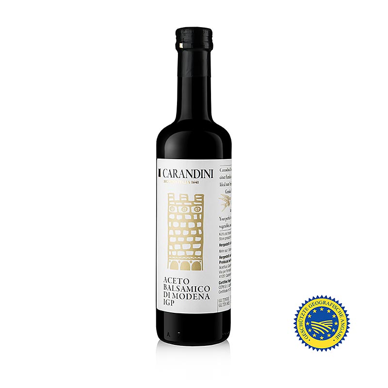 Carandini Aceto Balsamico di Modena ggA, 2 Jahre, Riserva Speciale (Imperiale), 500 ml - Mittel-junger Aceto Balsamico mit kräftiger Säure und starker Balsamico Note Geeignet für Salat-Dressings und zum Ablöschen von Speisen Ein Allround Aceto Balsamico mit sehr gutem Preis-Leistungsverhältnis Auch in 250ml und 1 Liter erhältlich