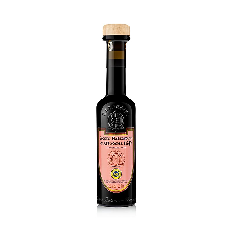 Carandini Aceto Balsamico di Modena IGP/ggA, Primavera, 5 Jahre, 250 ml - attraktive Flasche mit Echtheitszertifikat, angenehmer Geschmack, perfekt für Salatdressings