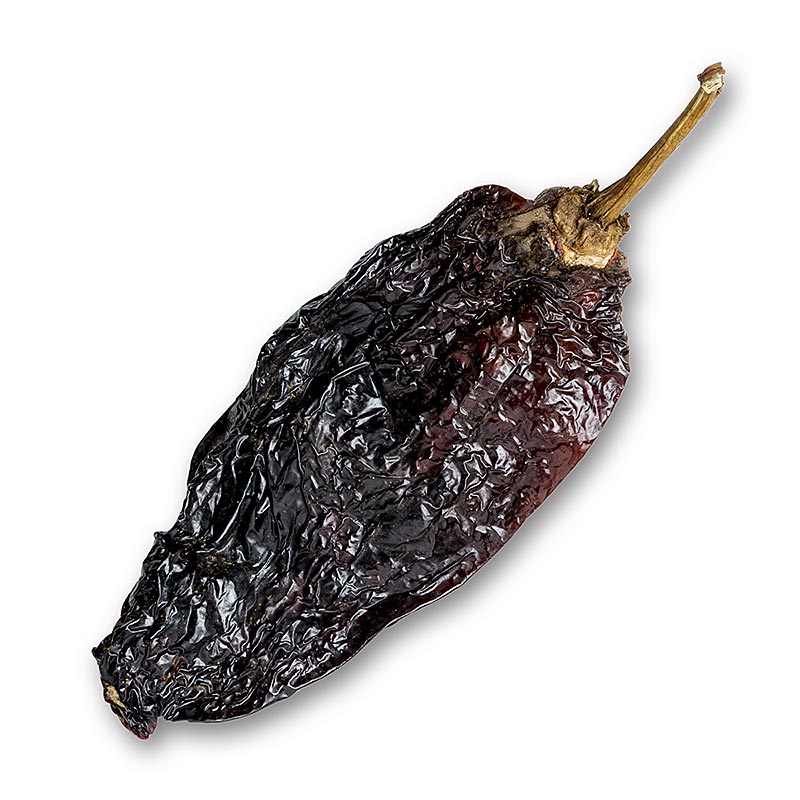 Getrocknete rote Poblanos, auch bekannt als Anchos, für mexikanische Saucen und Mole Poblano verwendet Aroma entfaltet sich durch Anbraten